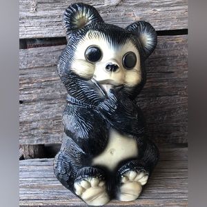 Tall Chalkware Panda vintage Piggy bank MCM carnival prize coin bank 10.75” high